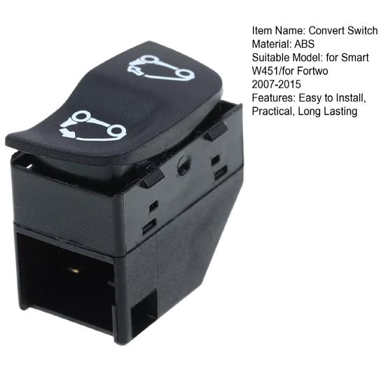 Car Console Switch Replacement Parts Simple Installation Universal Reliable Convert Switch Button for Smart W451/for Fortwo 2007-2015