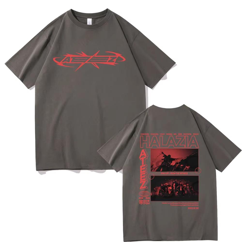 Ateez Band Double Sided Print Tshirts Male Casual Oversized Tshirt Men Women Korean Fashion Trend Tshirts Streetwear Fans Gift