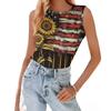Women's Fashion Independence Day Printed Sleeveless T-Shirt Top