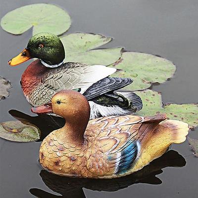 Realistic Artificial Mandarin Duck Statue Floating Not Fade Swan Statues Cute Weatherproof Resin Floating Duck Statue