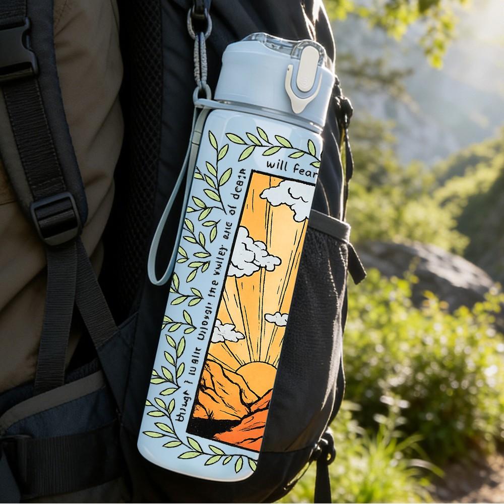 1PC Wheat Plant Vintage Pattern 750ml Color Plastic Sports Water Bottle Leakproof Flip Straw Lid Suitable for Sports Office Home Use