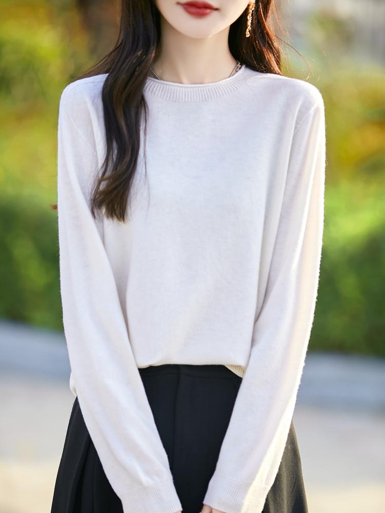 

Жіночий кашеміровий светр Qinghe кашемір 50% шовк 50% вовна Осінньо-зимовий кашеміровий пуловер м який і теплий XL білий