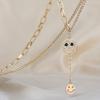 Simple Diamond-Encrusted Round Brand Smiley Face Titanium Steel Necklace Female Niche Brand Versatile Mixed Chain Accessories