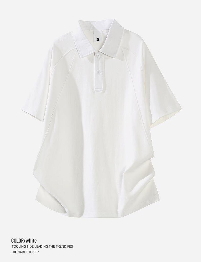 Men's Trendy 2026 Japanese Style Loose Solid Color Polo T-Shirt