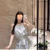 Temperament Design Set Bow Neck Vest Top Women's Clothing Summer High Waist Cake Skirt Two-piece Set