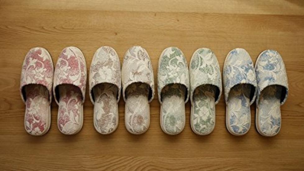 Guest Slippers with Floral Felt Dimensions Size Chausse' 4-Pair Soles, Year-Round Wear, 27cm, 8s31-3