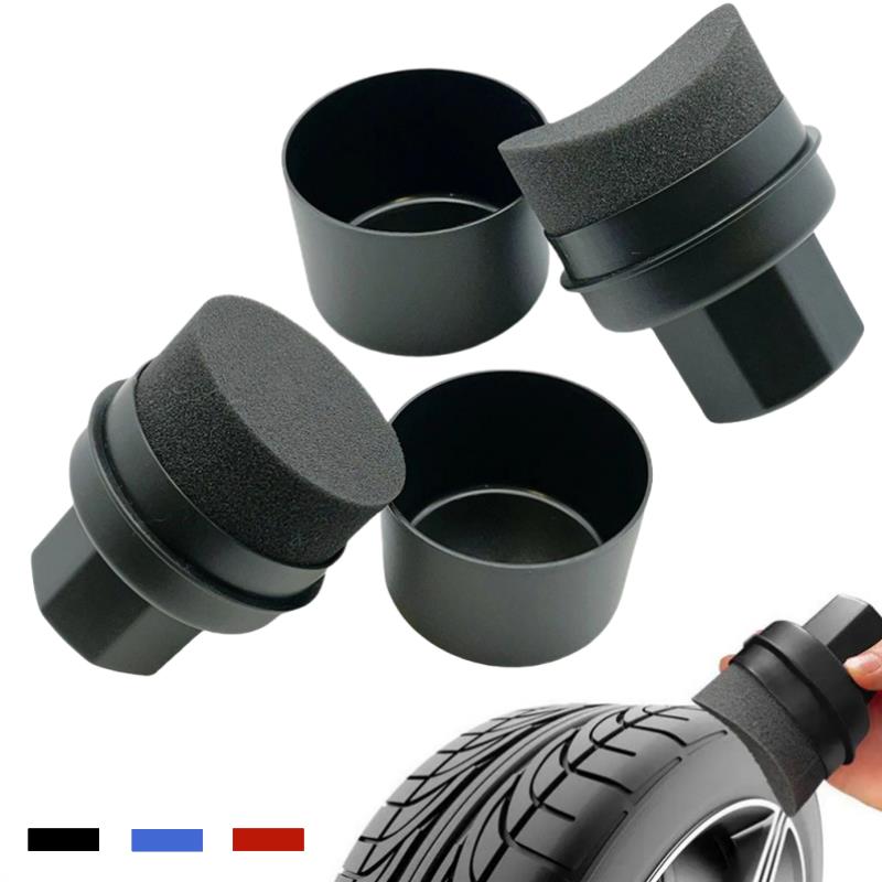 Car Wheel Polishing Waxing Curved Tire Sponge Brush With Cover Tire Clean Contour Dressing Applicator Pads for Car Accessories