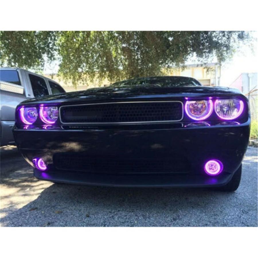 2PCS LED Angel Eyes Lights RGB APP Bluetooth Halo Rings For Car Motorcycle Truck