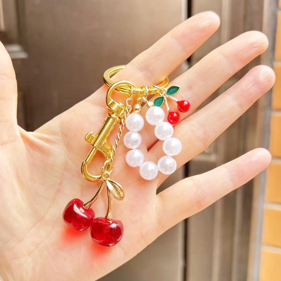 Red Cherry Pendant Keychain For Women s Cute Bag Decoration Multifunctional Jewelry Car Key Accessories Trendy Bag Charm Keyring
