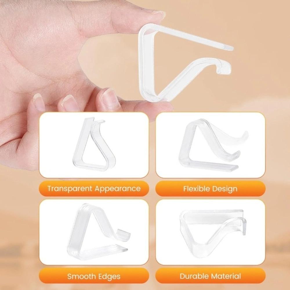 12pcs Durable Tablecloth Fixing Clip Invisible Anti-slip Clear Tablecloth Clips Plastic Windproof Table Cover Holders