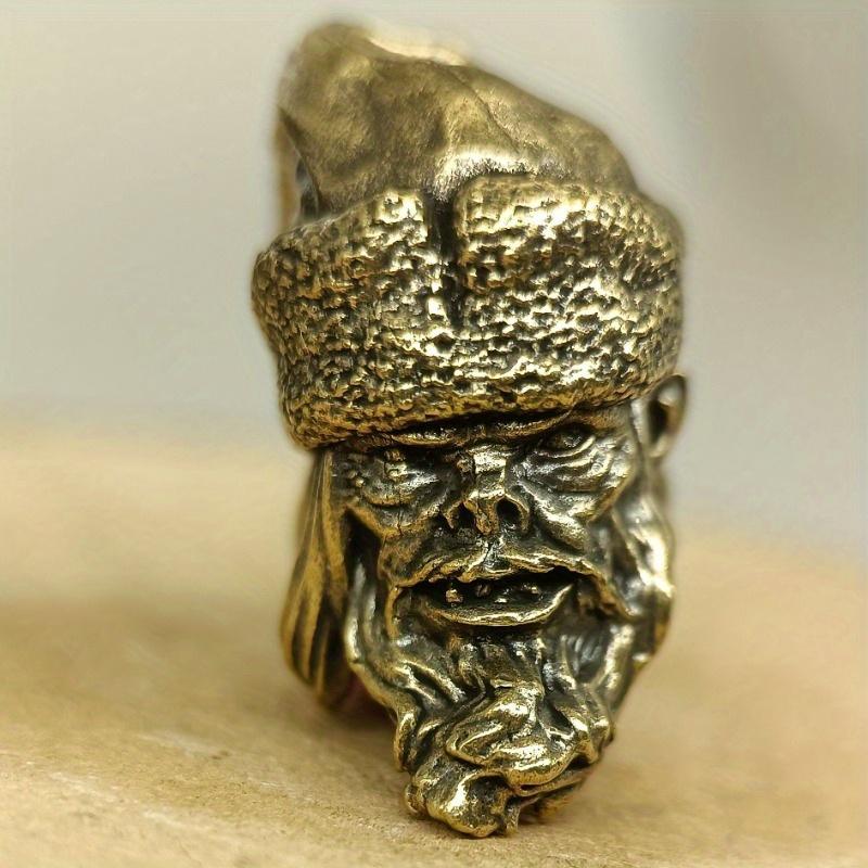 1ks Starobronzový Bezzubý Starý Muž s Bradou Přívěsek na Klíče Přívěsek na Batoh Vintage Mosazné Řemesla Starobronzové Miniaturní Ozdoby