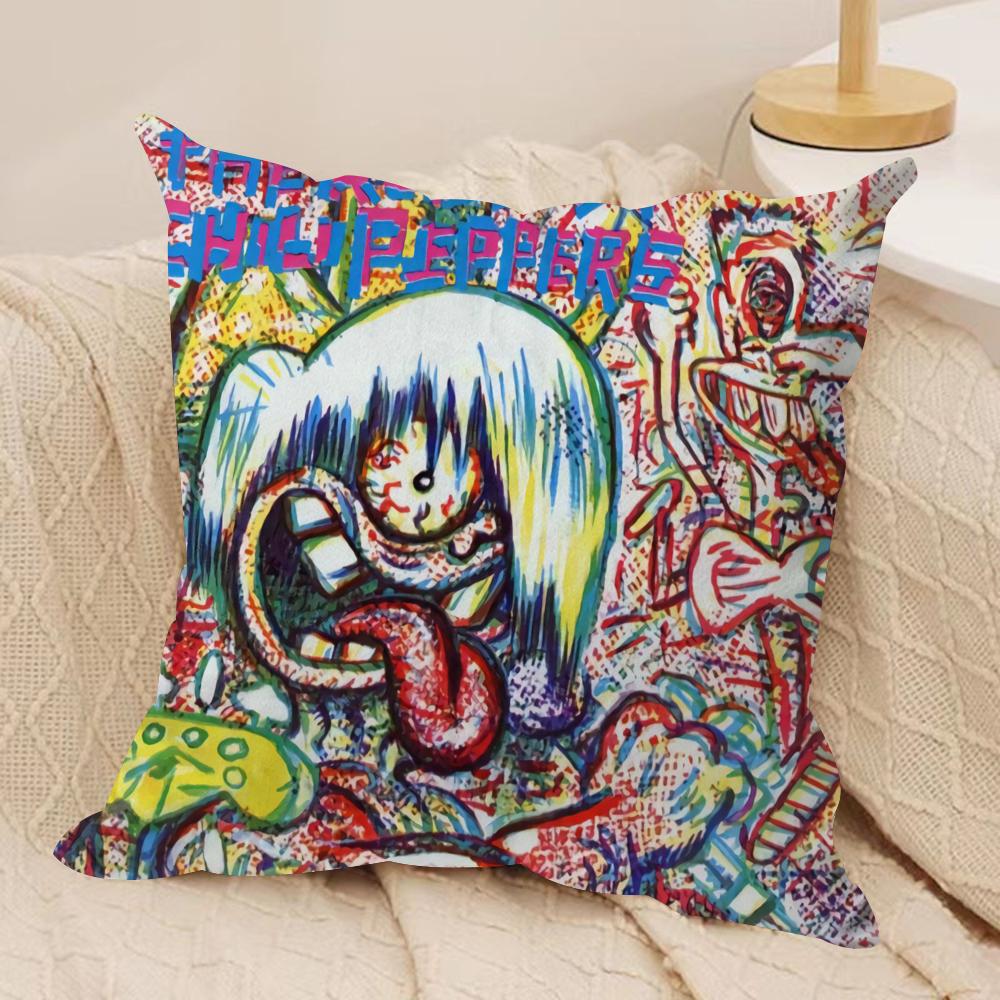 Hot Chili PPeppers Band Cushion Cover Soft Plush Fabric DoubleSided Printed Sofa Cushion Cover for All Seasons Home Decor Gift
