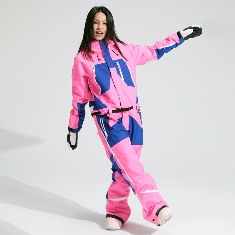 Women's Ski Suit One Piece Snowsuits Jumpsuits Winter Waterproof Insulated Snowboard Suits for Women Windproof Outdoor Sports Winter Warm Skiing Suits