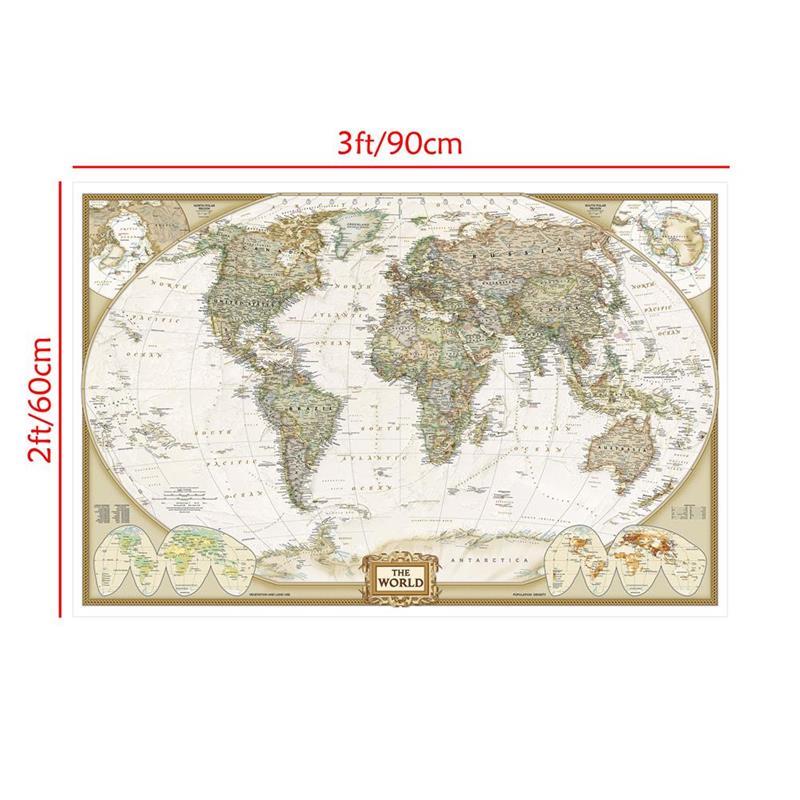 Decorative Hanging Picture Retro World Map Posters Education Printing Wall Art Pictures Painting Office Home Decoration