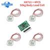 HX711 Load Cell Module Weighing Sensor Pressure Sensor + 4PCS 50kg Human Scale Load Cell Weight Sensors Measurement Tool DIY Kit