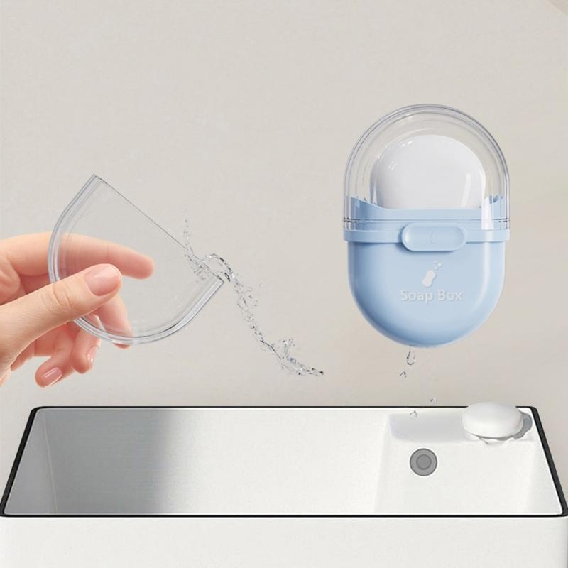 Portable Soap Holder Case Waterproof ABS Storage Box with Lid and Drainage Holes For Toiletries Bag Travel Essential