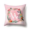 Polyester Pillowcase Pink Flower Home Decoration Print 26 English Letter Cushion Pillowcase