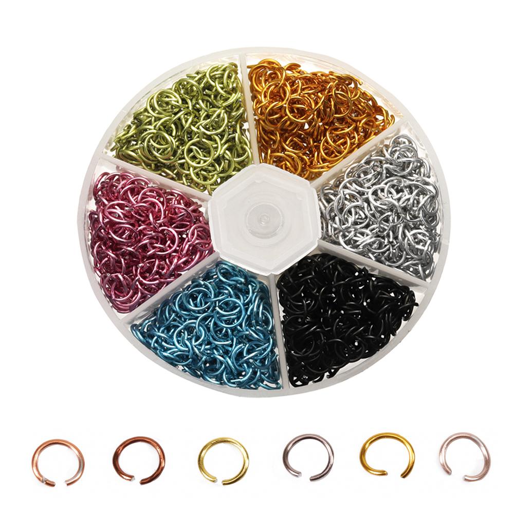 1080pcs/Box 6mm Colorful Aluminum Jump Ring Opening Ring Split Ring for DIY Jewelry Making Necklace Crafts Accessories