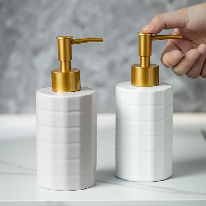 Ceramic Liquid Dispenser Refillable Container For Bath Essential Shampoo Soap Bottle