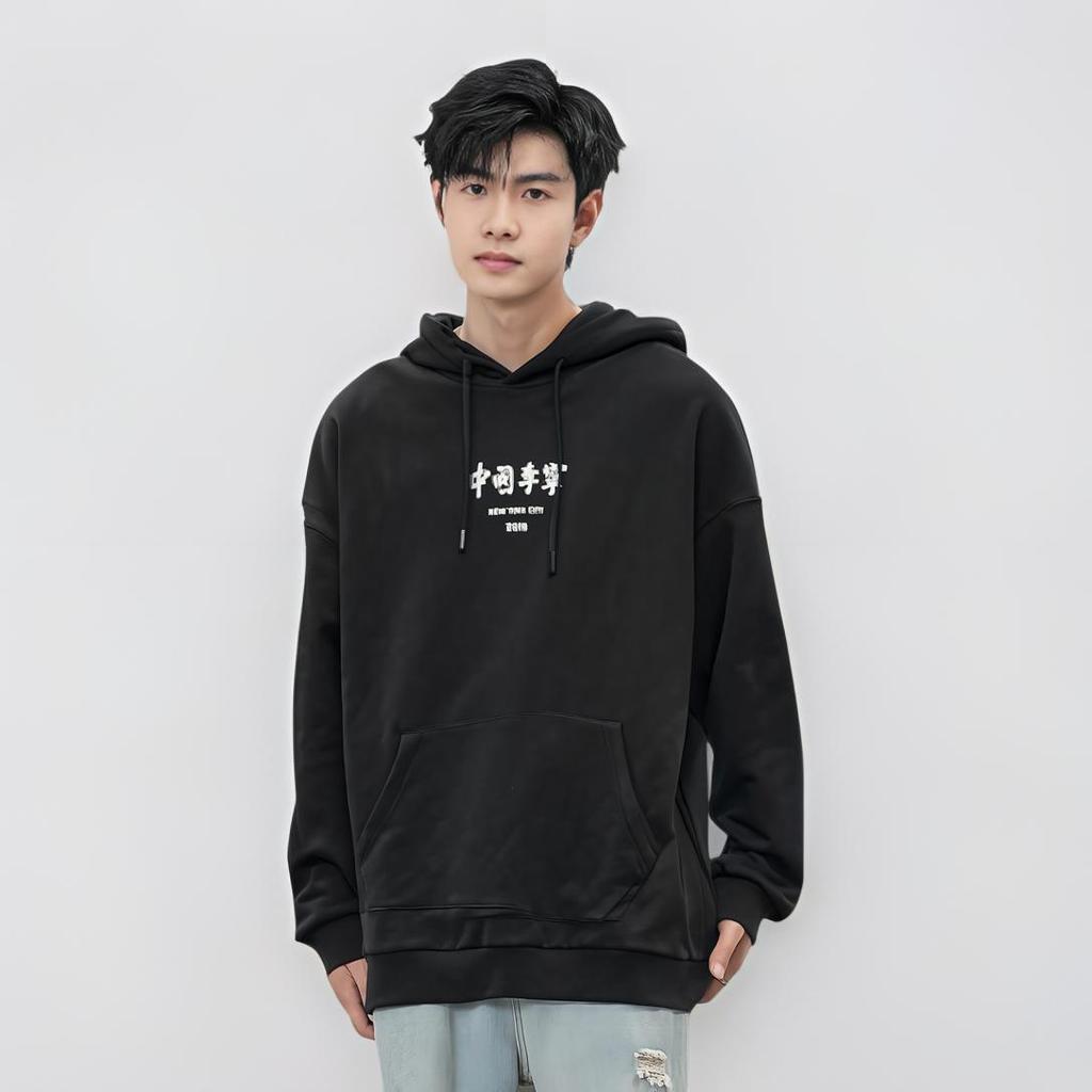 Li-Ning New York Fashion Week Series Solid Color Pullover Hoodie Men Hoodie Black AWDP761-1