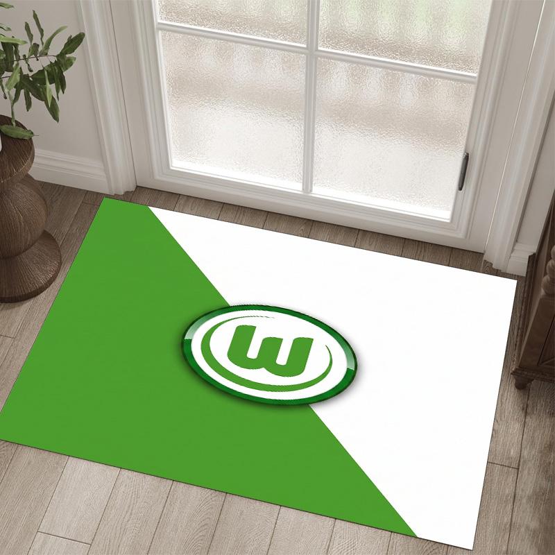 VfL Wolfsburg FC Design Kristall Samt Teppich Gemütlich Nicht?Rutschfester Teppich mit Aufdruck für Schlafzimmer Wohnzimmer Eingang
