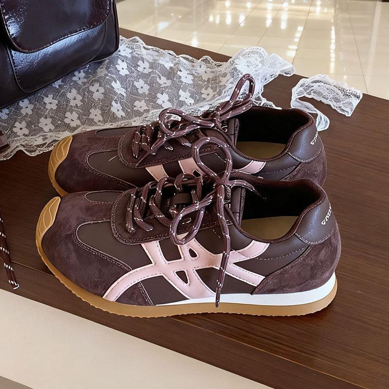 

Retro niche casual shoes women s autumn new thick-soled color matching versatile sports shoes soft-soled lightweight women s shoes 40 коричневый