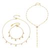 New Zirconia Hexagram Y-Layer Necklace & Bracelet Set - Stainless Steel Luxury European & American Fashion Jewelry