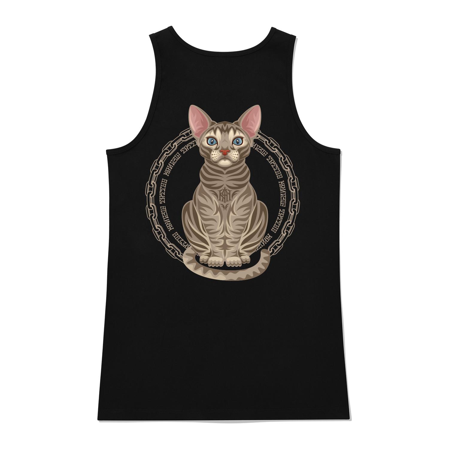 Khan 6312 Ksb0010 Sphinx Cat Long Sleeveless - Black Black/L