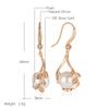 Pearl Long Drop Earrings For Women Trendy  Rose Gold Color Natural Zircon Vintage Flower Party Fine Daily Jewelry