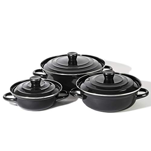 Pearl Metal Enamel Tabletop Pot, 20cm, Induction Compatible, Limited Edition, All Black, BLKP, AZ-5060