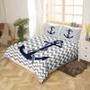 Nautical Anchor Striped Pattern Bedding Cover With Pillowcase Quilt Cover Three-Piece Duvet Cover Set