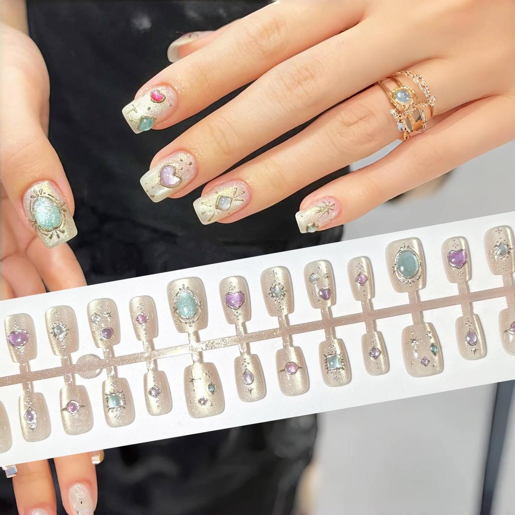 Gem Baroque Cat Eye Glitter 3D Star Moon Vintage Nail Art Patches