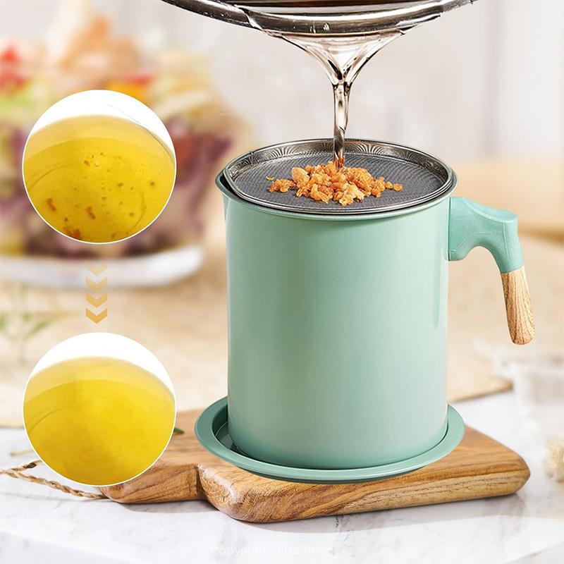LMETJMA Behållare för baconfett med sil 1,4L Rostfritt stål Oljefilterkruka Förvaringskruka för matlagningsolja med sil JT403