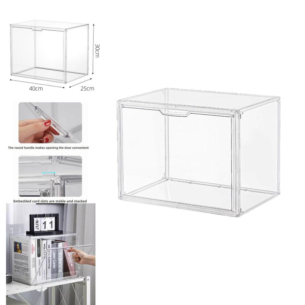 Transparent Plastic Book Storage Box With Lid For Cd Magazine Desktop Organizer