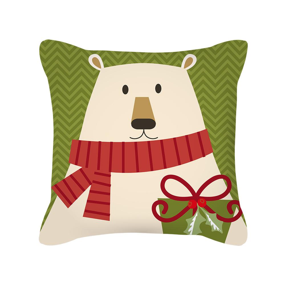 New Cartoon Santa Claus Christmas Pillow Cover Holiday Gift Square Cushion Cover