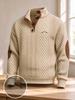 Shirts for Men Casual Long Sleeve Golf Polo Stand Collar Pullover Sweater Quarter Button Sweaters with Pattern Print for Fall, Winter Daily Wear