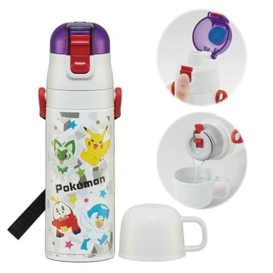 Skater childrens stainless steel water bottle 2way direct drinking 470ml cup 430ml Pokémon 23N child-friendly lightweight type boys thermal cold cute