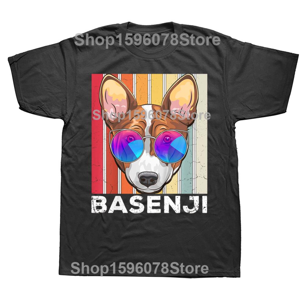 Basenji Dog Art T-Shirt Novelty Gift Cotton Short Sleeve Oversized Funny T Shirt Graphic Harajuku Vintage Unisex