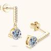 D Color 1ct  Zircon Drop Earrings for Women  Sterling  Plated Wedding Earring