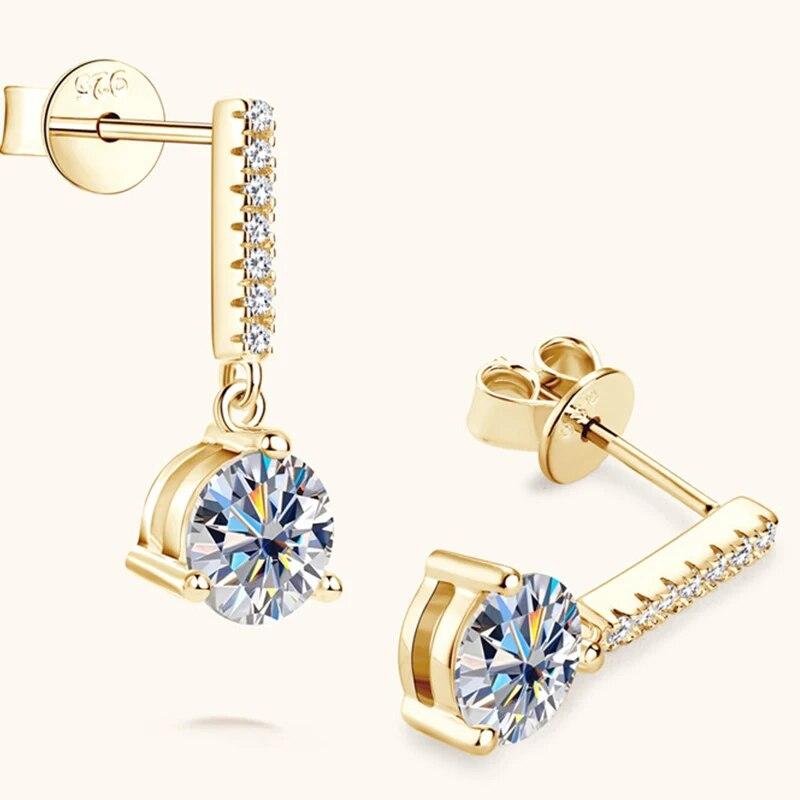D Color 1ct  Zircon Drop Earrings for Women  Sterling  Plated Wedding Earring