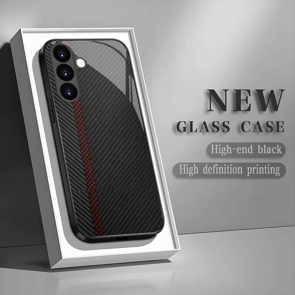 Custodia per telefono in vetro temperato con motivo texturizzato adatta per Samsung Galaxy S26 S25 S24 S23 S22 S20 FE/Ultra/Plus cover posteriore anti-caduta