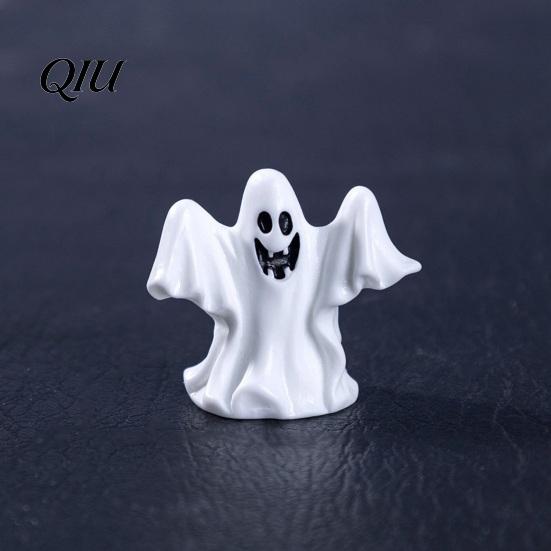 Outdoor Halloween Decoration 3Pcs Mini Resin Figurines, Miniature Pumpkin Ghost Grim Reaper Cake Topper Figure Castle Statue for Spooky Fairy Garden,