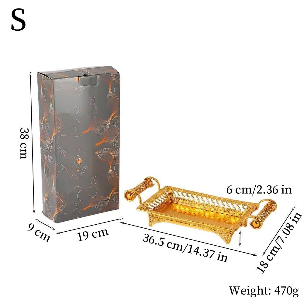 European Style Fruit Plate Design Metal Cake Tray With Rectangular Hand Held Golden Food Fruit Tray For Home Wedding Decoration