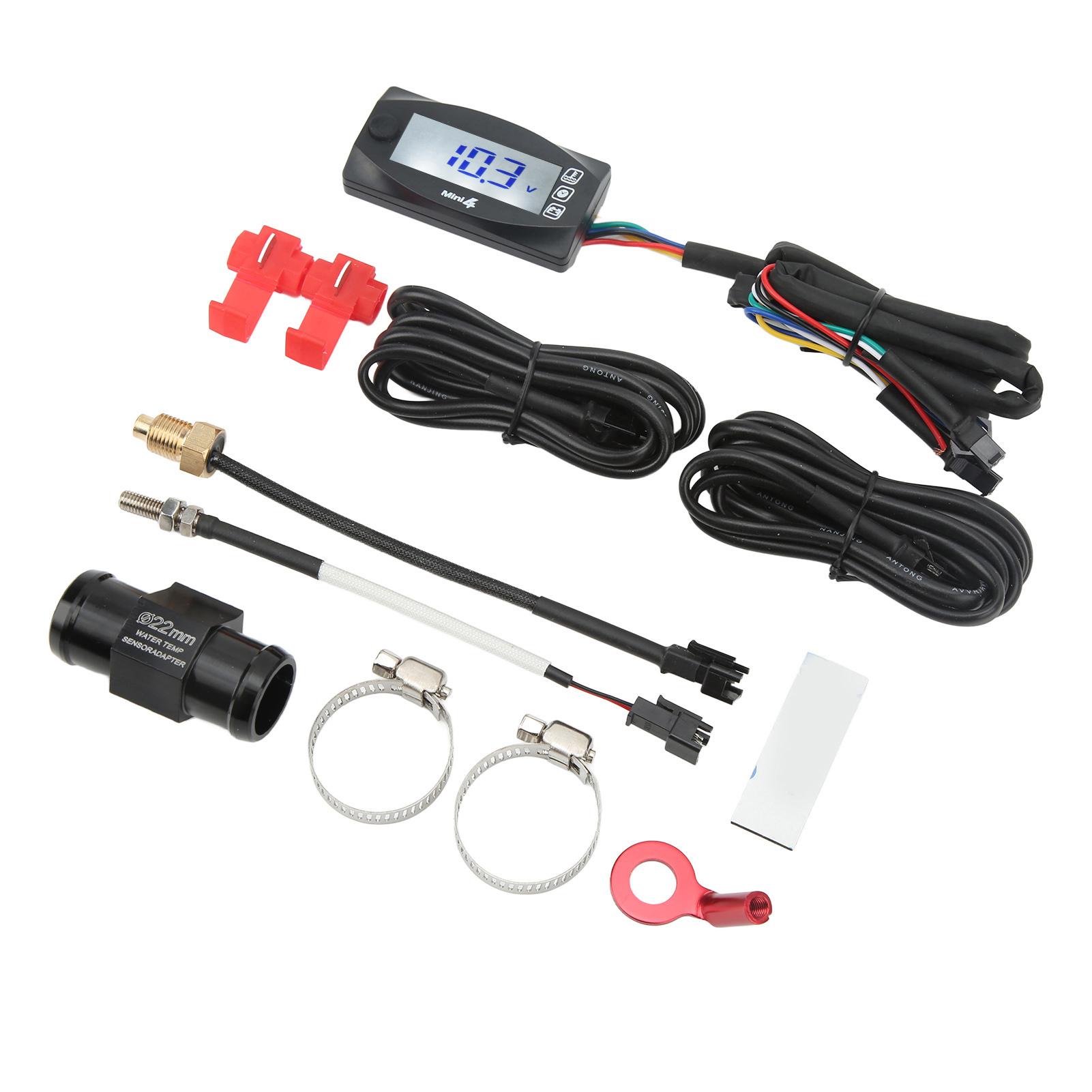 

Мотоциклетний цифровий термометр 4 в 1 РК-екран Температура двигуна Вольтаж Час Метр Універсальний DC12V