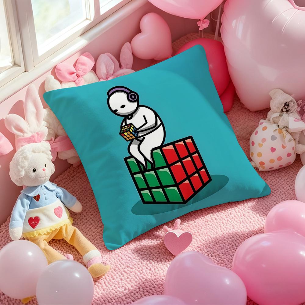 cartoon style Rubik's cube Cute Cushion Cover Pattern Printed Pillowcase for Living Room Sofa Cushion Cover & Bedroom Decor