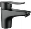 Black single-lever standing washbasin tap with click-clack stopper