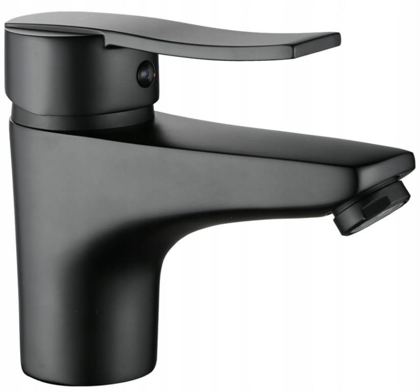 Black single-lever standing washbasin tap with click-clack stopper