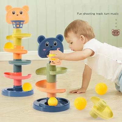 Bebek Dönen 3/5/7 katlı Pist Yığılmış Montessori Yuvarlanan Top Kulesi Erken Ebeveyn Çocuk Eğitimi İnteraktif Oyuncak Hediye