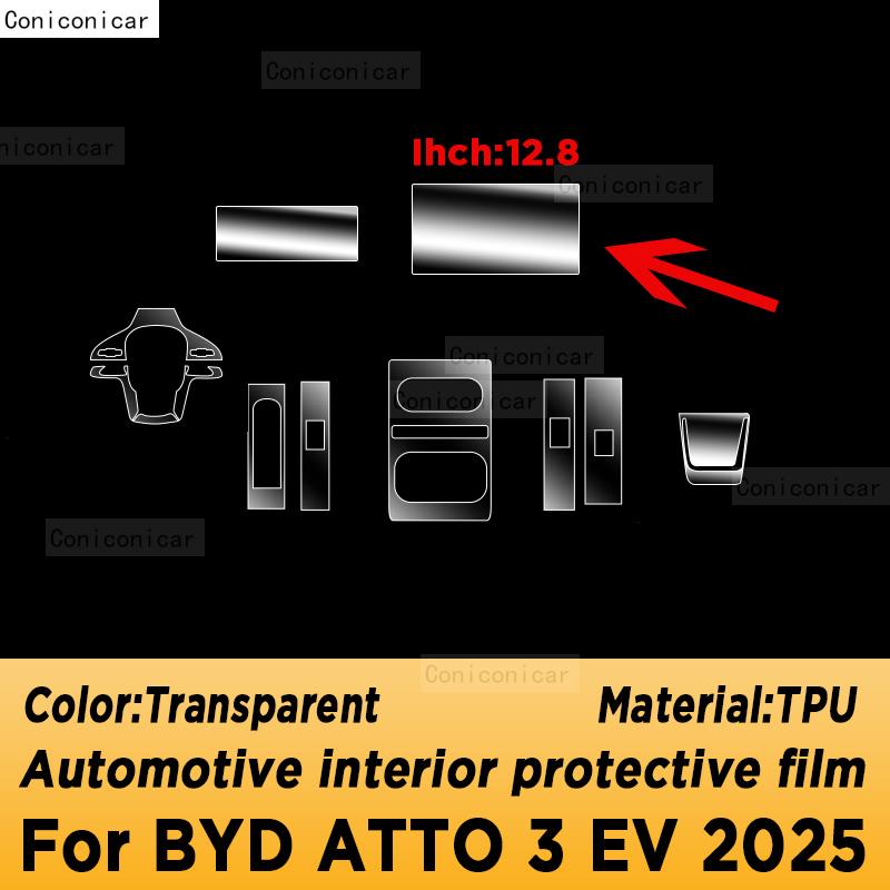 Für BYD ATTO 3 EV 2025 Panel Navigation Automobil Innenraum Bildschirm TPU Schutzfolie Abdeckung Kratzfest Aufkleber