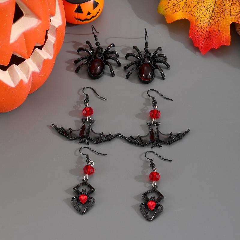 Gothic Vampire Bat Earrings For Women Vintage Red Water Drop Pendant Earring Halloween Pagan Witch Ear Jewelry Gift